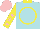 Silk - Powder blue, yellow collar, yellow circle, yellow sleeves, pink stars, pink cap