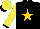 Silk - Black, gold star,yellow sleeves,yellow cap,black peak ,cuffs