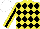 Silk - Yellow, black diamonds, yellow sleeves, black stripe, yellow collar, white cap