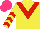 Silk - Yellow, red  chevron, red chevrons on sleeves, hot pink cap