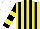 Silk - Yellow, black stripes, black sleeves ,two yellow hoops, white cap