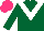 Silk - Dark green, white zigzag chevron, hot pink cap