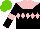 Silk - Black, pink yoke, diamond hoop, collar, black sleeves, pink armlets, light green cap