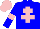 Silk - blue, pink cross of lorraine, pink armlets, pink cap