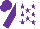 Silk - White, purple stars, purple sleeves and cap