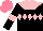 Silk - Black, pink yoke, diamond hoop, collar, black sleeves, pink armlets, salmon cap