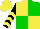 Silk - Yellow and green quartered, yellow chevrons on black sleeves