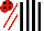 Silk - White & black stripes, white sleeves, red seams, red cap, black spots