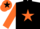 Silk - Black, orange star, orange sleeves, orange cap, black star