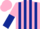 Silk - Pink and Dark Blue stripes, halved sleeves, Pink cap