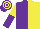 Silk - Purple and yellow (halved), sleeves reversed, purple and yellow hooped cap