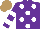 Silk - Purple,white spots,purple sleeves,two white hoops, light brown cap