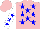 Silk - Pink, blue stars front and back, blue stars on white sleeves, pink cap