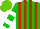 Silk - Green, red stripes , green sleeves, two white hoops, light green cap