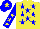 Silk - Yellow, blue stars, blue sleeves,yellow stars, blue cap,yellow star