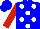 Silk - Blue, white dots, red sleeves