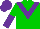 Silk - green, purple chevron, halved sleeves, purple cap