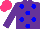 Silk - Purple, blue spots, hot pink cap