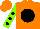 Silk - Neon orange, black ball, black spots on neon green sleeves