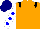 Silk - orange, black epaulets, white sleeves, blue spots, navy cap