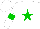 Silk - White, green star, green armlets on sleeves, green star on white cap