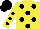 Silk - Yellow, black dots, black dots on sleeves, black cap