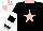 Silk - Black,pink star,black sleeves,white hoops,pink collar,white cap,pink quarters,white peak,pink cuffs