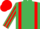 Silk - Emerald Green, Red braces, striped sleeves, Red cap
