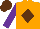 Silk - Orange, brown diamond,purple sleeve, brown cap