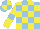 Silk - Light blue and yellow check, yellow sleeves, light blue armlets, light blue and yellow quartered cap