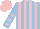 Silk - Light blue and pink stripes, light blue sleeves, pink stars and cap