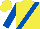 Silk - Yellow, royal blue diagonal stripe, 'bc' on back, royal blue slvs