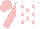 Silk - White, pink stars, sleeves, cap