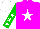 Silk - Magenta, white star, green sleeves, white stars, cap