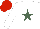 Silk - White, olive green star,red cap