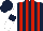 Silk - Dark blue and red stripes, white sleeves, dark blue armlets, dark blue cap