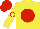 Silk - Yellow, red ball, red circle on sleeves, red cap