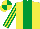 Silk - yellow, emerald green stripe, striped sleeves, quartered cap