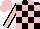 Silk - Black and pink blocks, pink sleeves, black seams, pink cap
