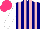 Silk - Navy, pink stripes, white sleeves, hot pink cap