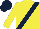 Silk - Yellow, right dark blue sash, fuzzy wuzzy cap