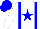 Silk - White, blue braces, blue star, blue cap