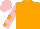 Silk - Orange, pink hoops sleeves, quarters cap
