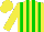 Silk - yellow, green stripes, yellow, sleeves, yellow cap