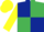 Silk - Dark Blue and Emerald Green (quartered), Yellow sleeves and cap
