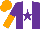 Silk - Purple, white stripe, purple star, orange halved sleeves, orange cap