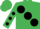 Silk - EMERALD GREEN, large black spots, black spots on sleeves, emerald green cap
