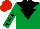 Silk - EMERALD GREEN, black inverted triangle, black yoke, black stars on sleeves, red cap