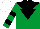 Silk - EMERALD GREEN, black inverted triangle, black yoke, hooped sleeves, white cap