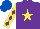 Silk - PURPLE, YELLOW star, YELLOW sleeves, PURPLE diamonds, ROYAL BLUE cap